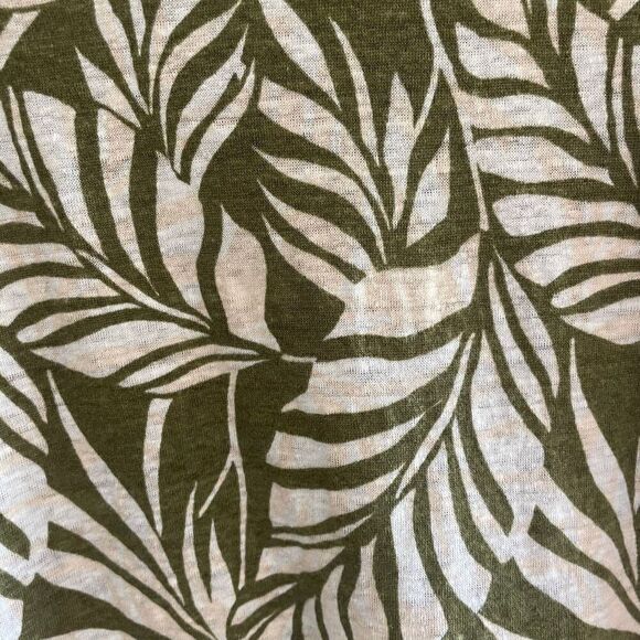 Tahari 100% Linen Palm Leaf Print Short Sleeve Top Women’s Size Medium Beach - Picture 3 of 4